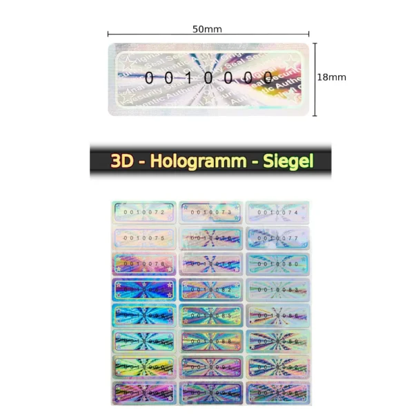 Hologramm Sticker Seriennummer
