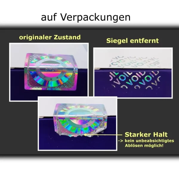 Echtheitssiegel Klebekraft Verpackungen