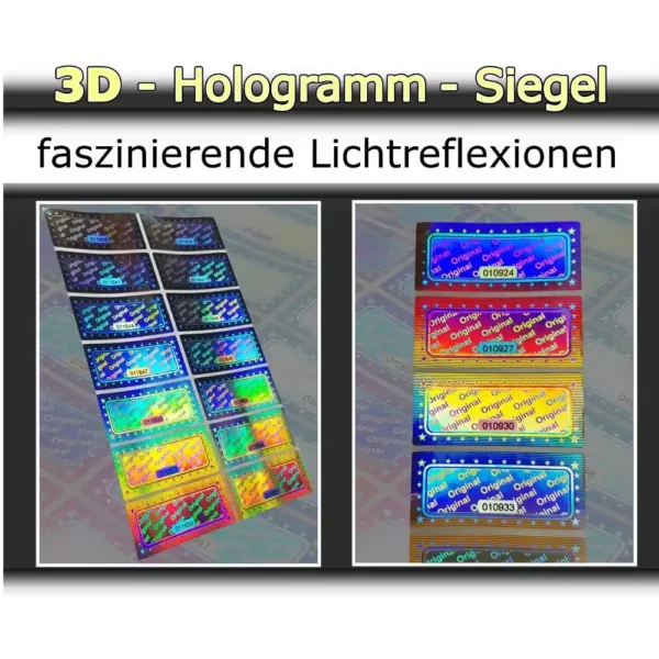 3D-Hologramm Siegelaufkleber Garantie-Aufkleber
