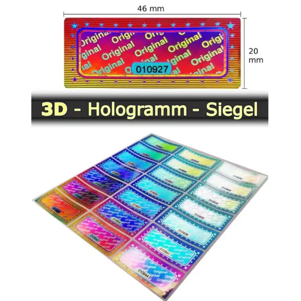 3D-Hologramm Siegel-Aufkleber Maße