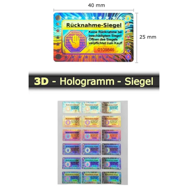 3D-Hologramm-Echtheits-Siegel Maße