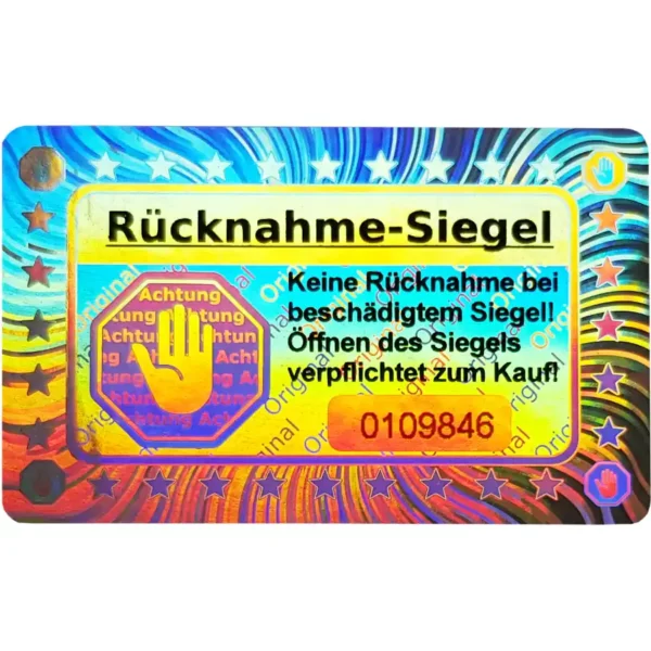 Rücknahmesiegel Hygienesiegel mit Seriennummer