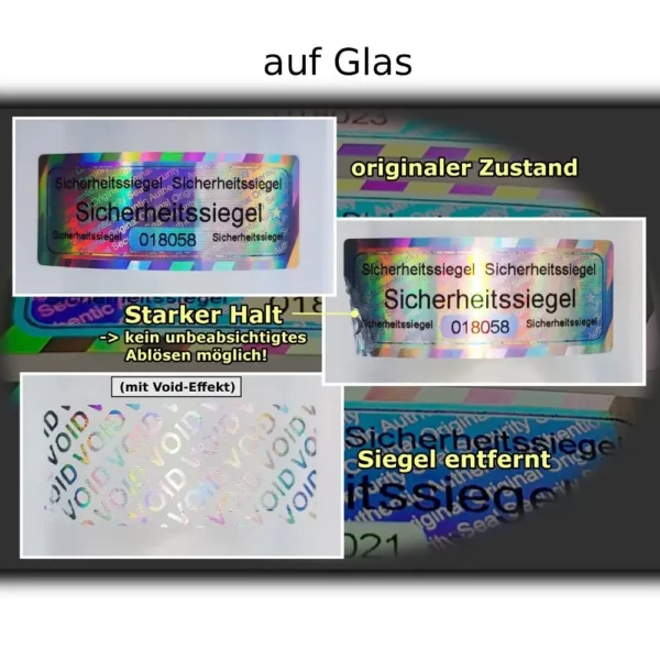 Sicherheits-Etiketten starke Klebekraft auf Glas