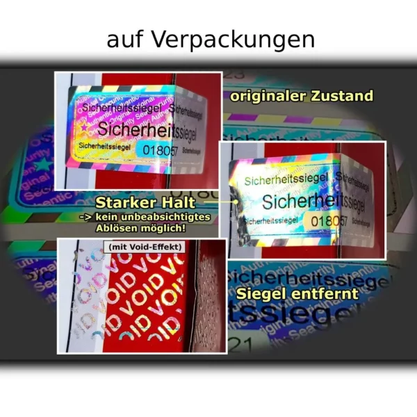 Sicherheitsaufkleber starker Halt Verpackungen