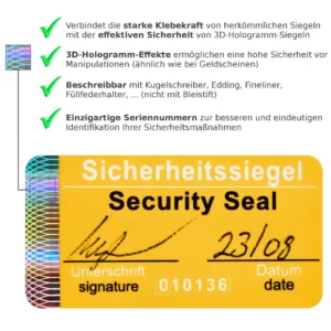 Security Seal beschreibbar manipulationssicher