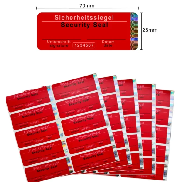 Sicherheitssiegel rückstandslos entfernbar rot