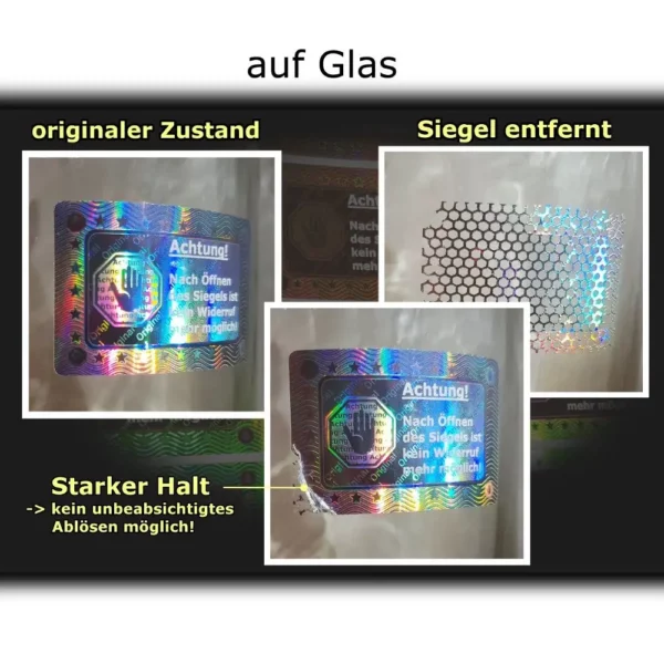 Rücknahme-Aufkleber starke Klebekraft Glas