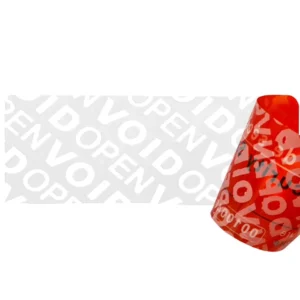 <b>Sceau de sécurité <br>étiquette autocollante</b> <br>Seriennummer: <b>ja</b> <br>Rückstände: <b>ja</b> <br>70x25mm – rot <br><b>ab 50 Stück</b> - Zweites Bild