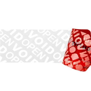 <b>Security Seal <br>Sticker Label</b> <br>Seriennummer: <b>ja</b> <br>Rückstände: <b>ja</b> <br>70x25mm – rot <br><b>ab 50 Stück</b> - Zweites Bild
